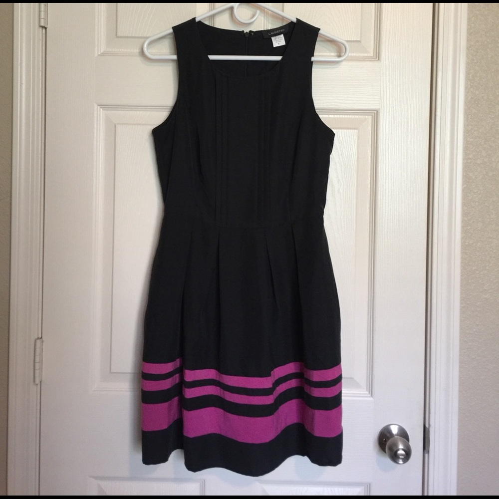 {legend} Black dress with pink stripes
