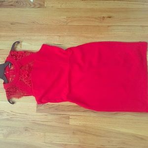 Red Cocktail Dress With Lace Detail