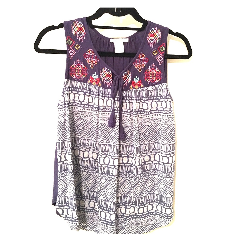 Esley navy/embroidered tank