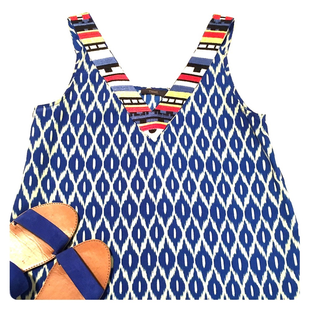 THML Blue/White Embroidered Tank