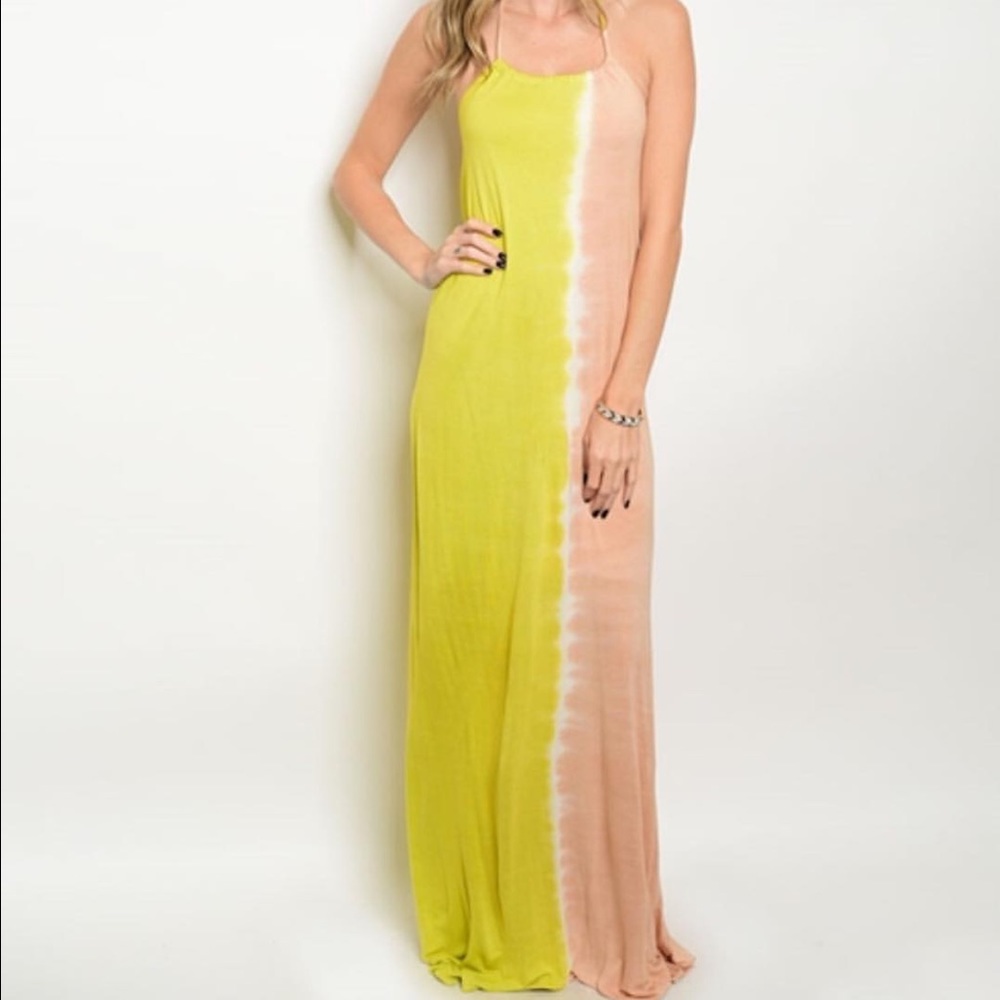 Lime taupe tie dye dress