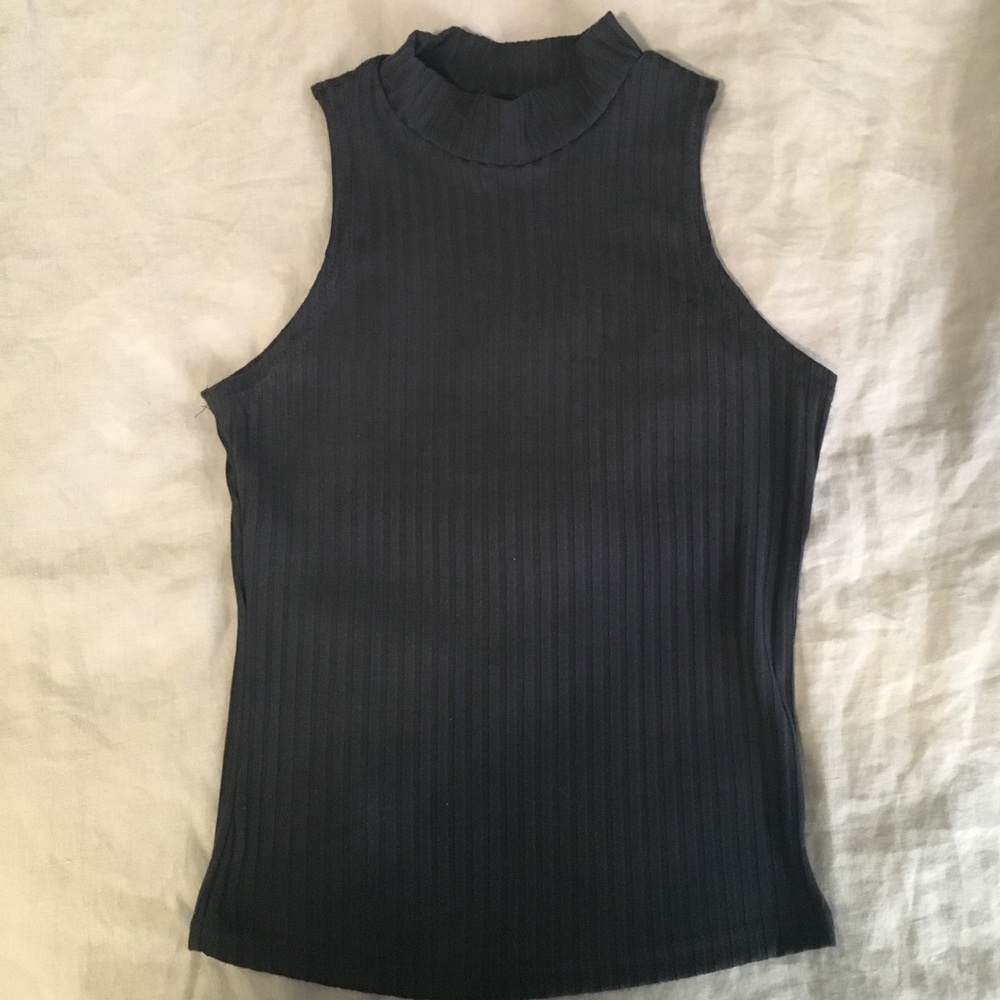 High Neck Ribbed Tank Top