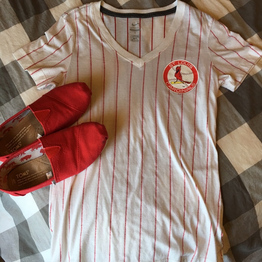 White and Red pinstripe St. Louis Cardinals T