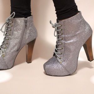 Silver glitter platform heels from Charlotte Russe