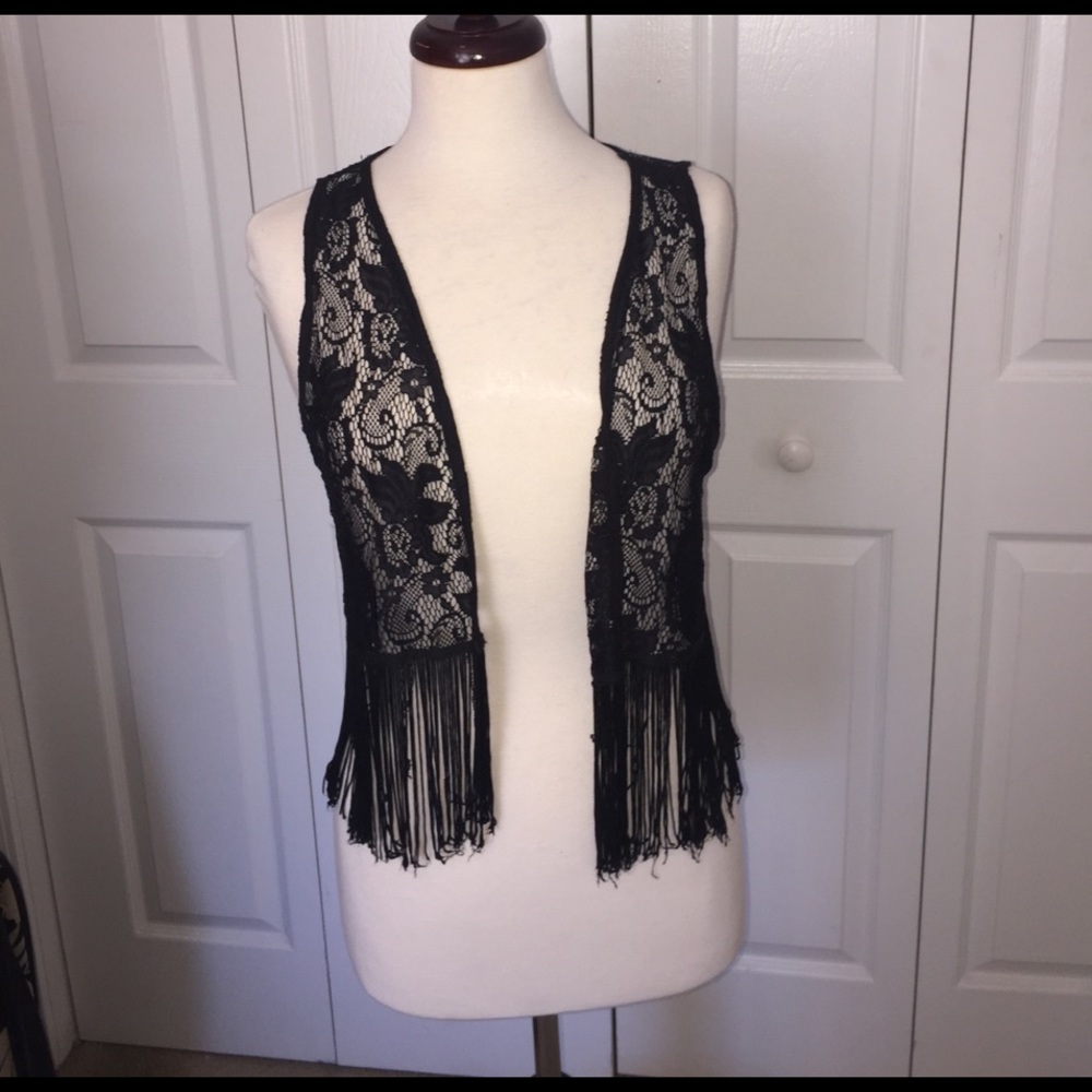 Black lace vest