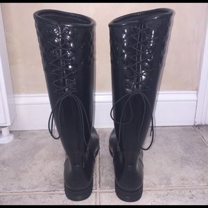 däv black rain boots lace up size us 9 / eu 39