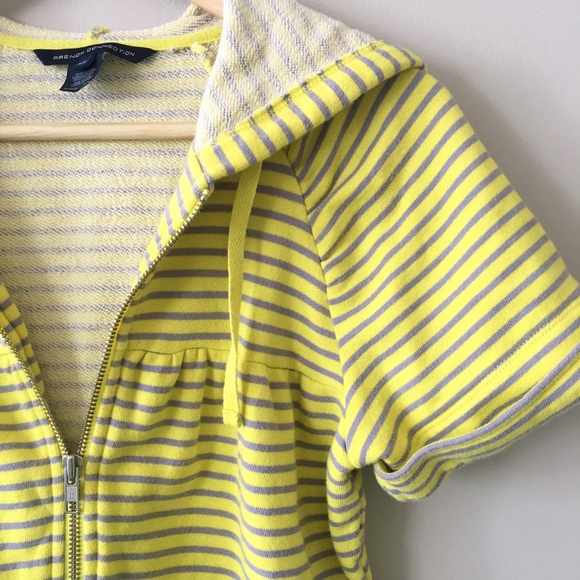 French Connection Neon Striped Short Sleeve Hoodie - Picture 1 of 5