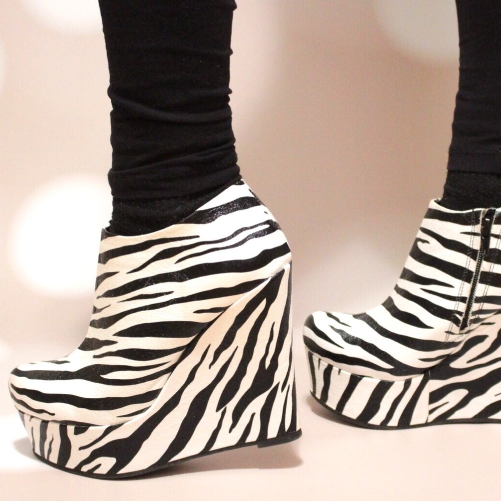Zebra print platform wedge shoes from Forever 21