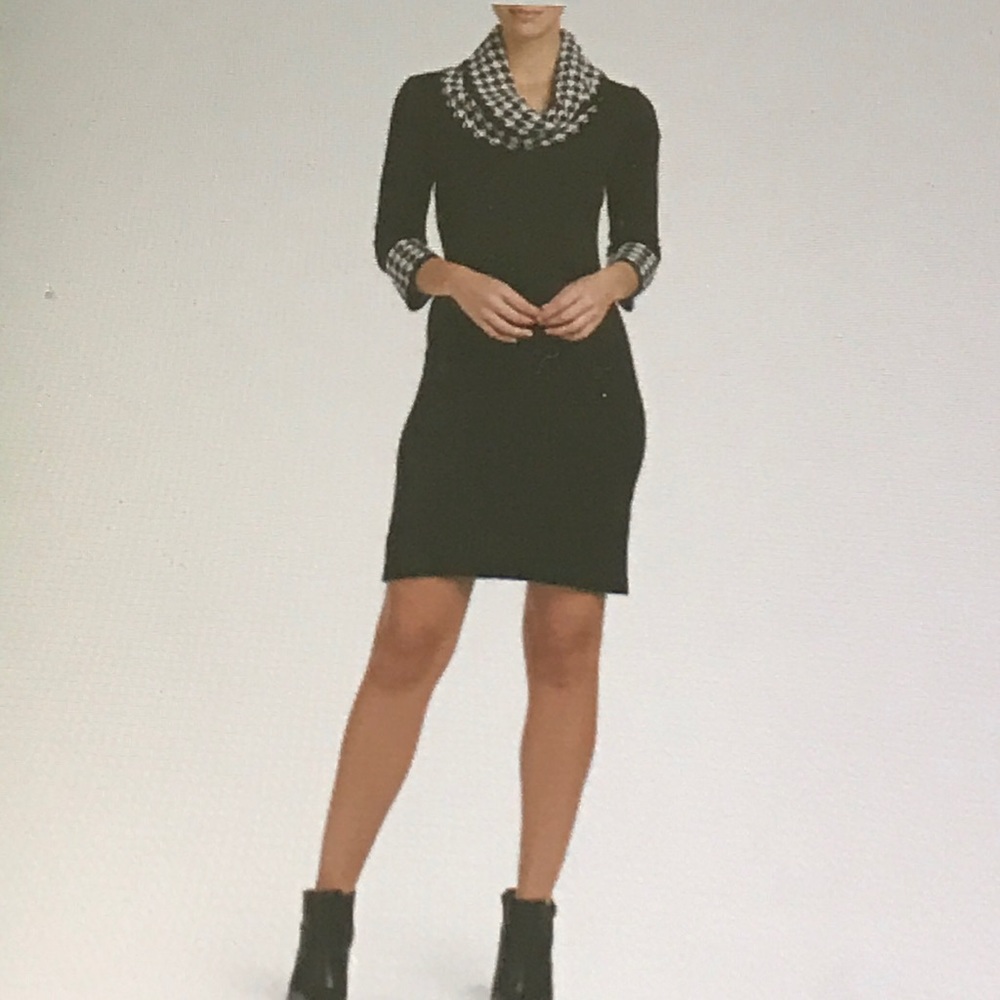 Studio one New York cowl neck houndstooth dress