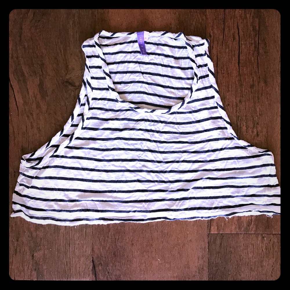 Blue and white striped, super soft crop top