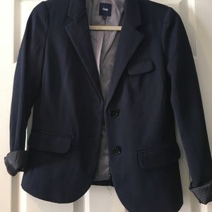 Gap navy blazer with pink polka dot lining sz 2