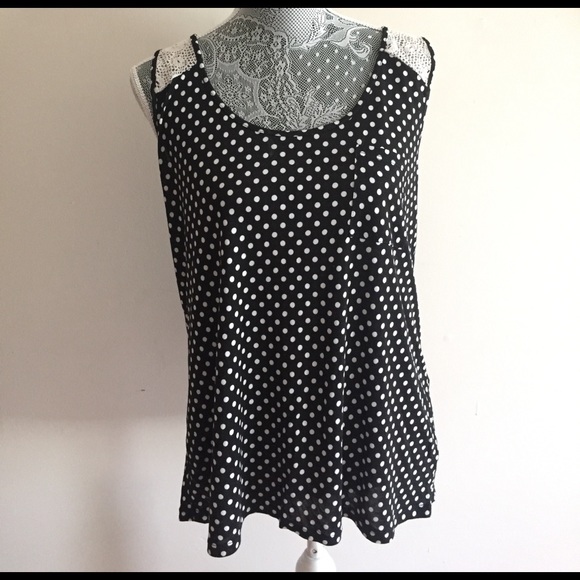 ☀️Black & White Polka Dot Pocket Tank Size 3X - Picture 1 of 3