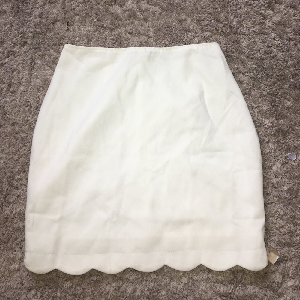 White Scallop Mini Skirt