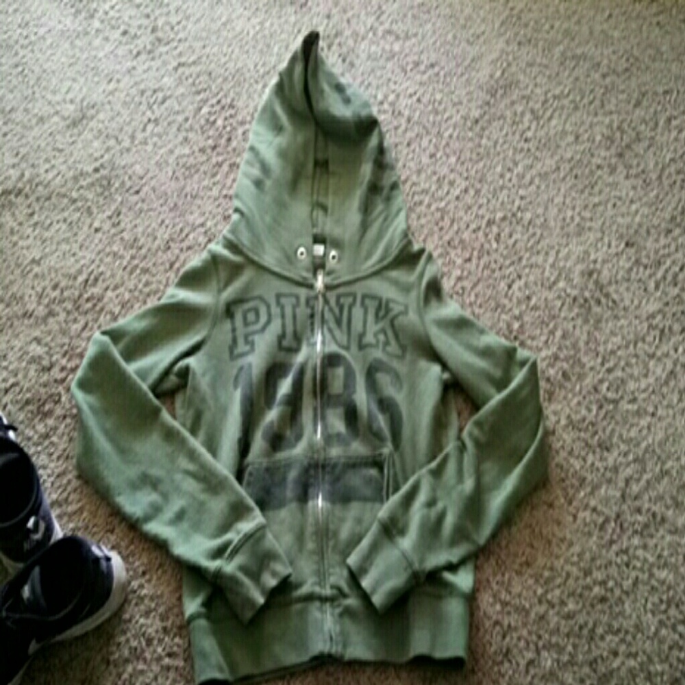 Pink jacket. OLIVE GREEN