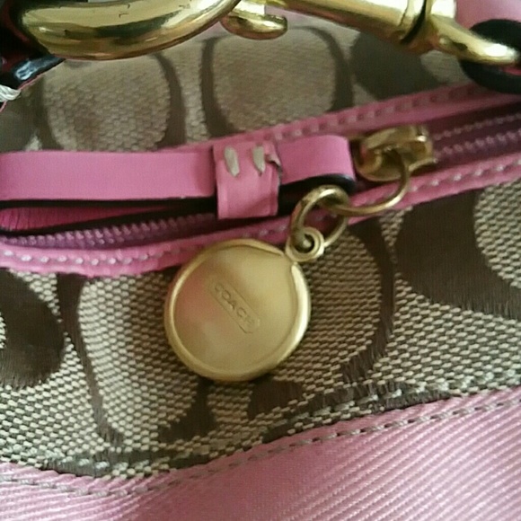 COACH SIGNATURE PINK STRIPE JACQUARD BAG - Picture 2 of 5