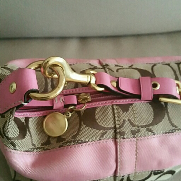 COACH SIGNATURE PINK STRIPE JACQUARD BAG - Picture 4 of 5
