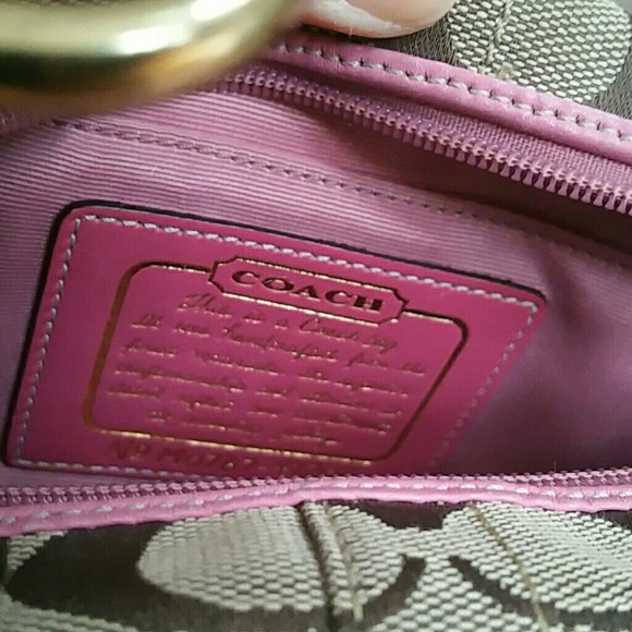 COACH SIGNATURE PINK STRIPE JACQUARD BAG - Picture 5 of 5
