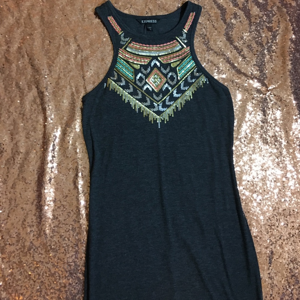 Tight Dress With Beaded Embellishments