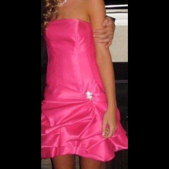 Hot Pink Short Strapless Dress