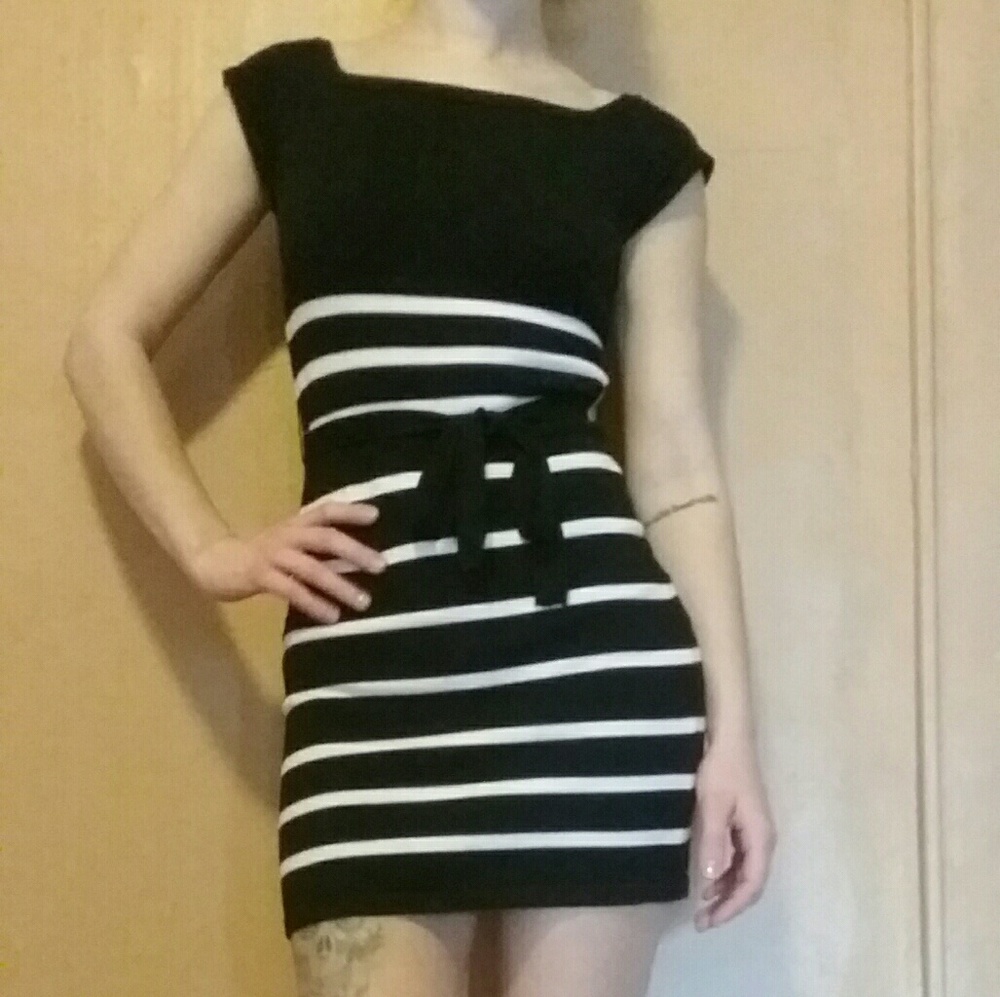 Black and white mini dress