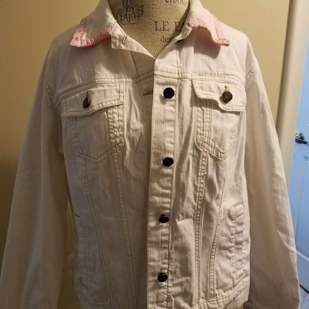 Xl custom white jean jacket