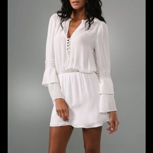 NWT Parker Double Flared Sleeve Dress White Silk