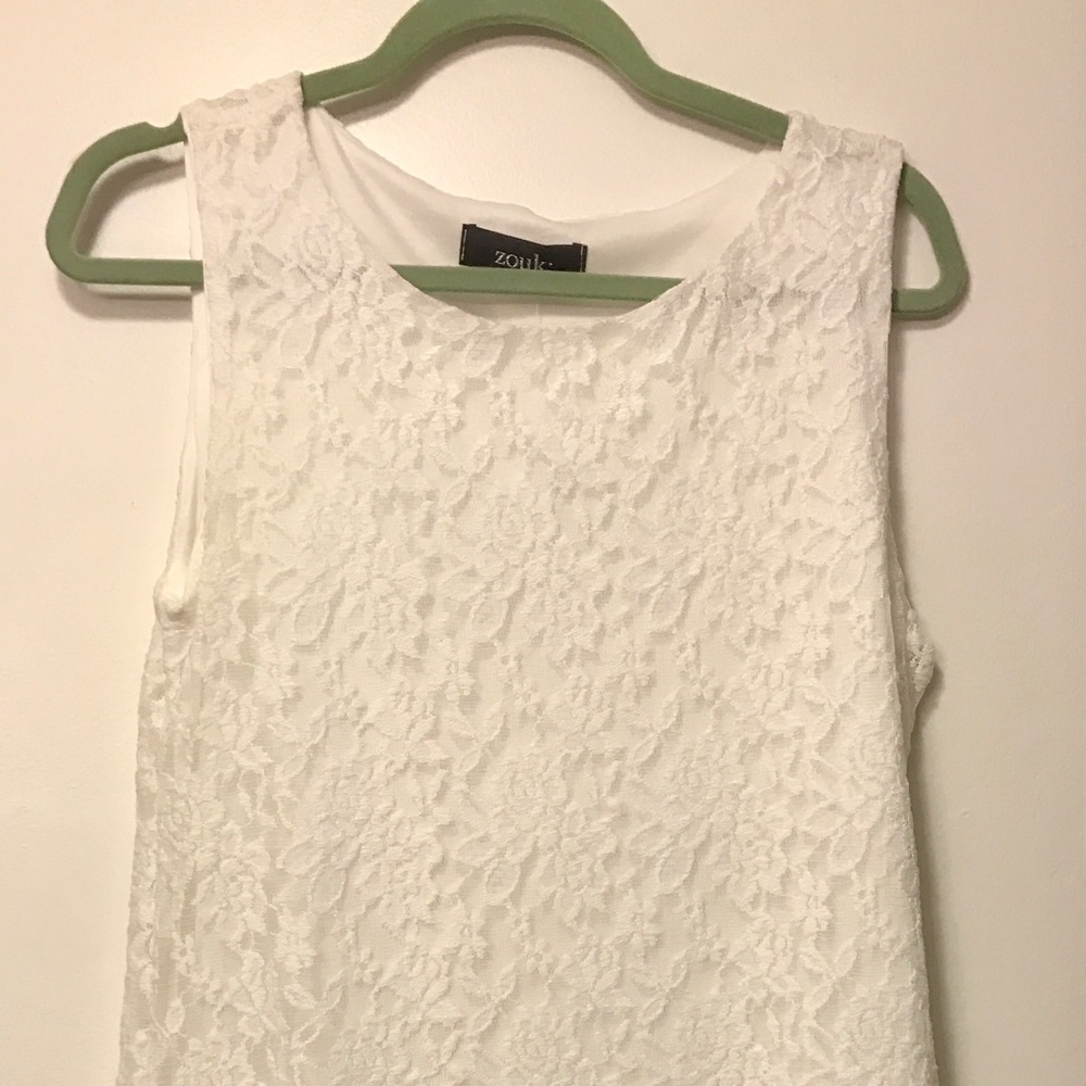 Zouk White Lace Crochet Tassel Dress NWT