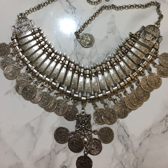 Silver Gypsy/Bohemian Statement Necklace - Picture 2 of 6