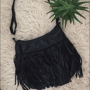 Vegan leather fringe cross body purse