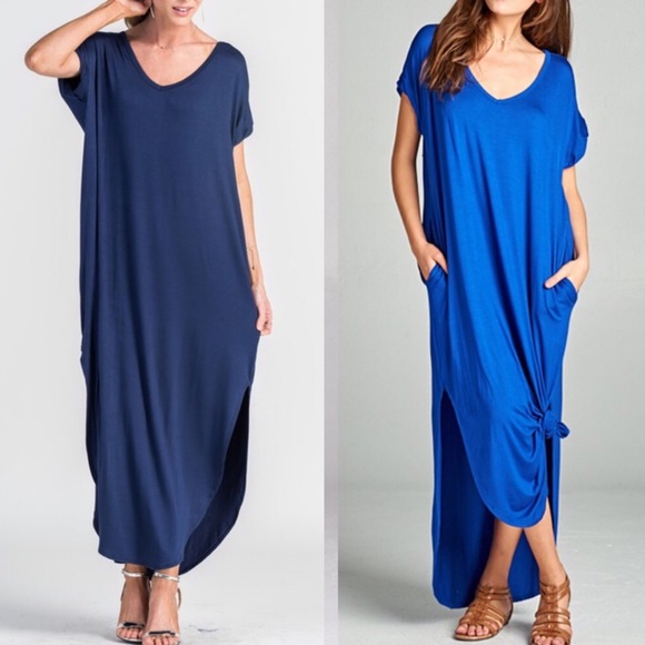 Bellanblue Dresses & Skirts - CHARLIZE solid boho dress - NAVY