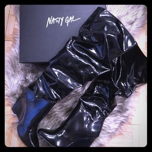 Nasty Gal Vegan Leatherette Slouch Boots