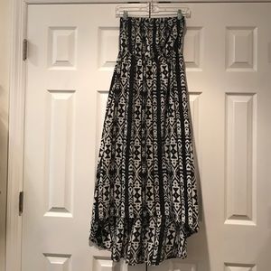 Black and White hi-lo strapless dress
