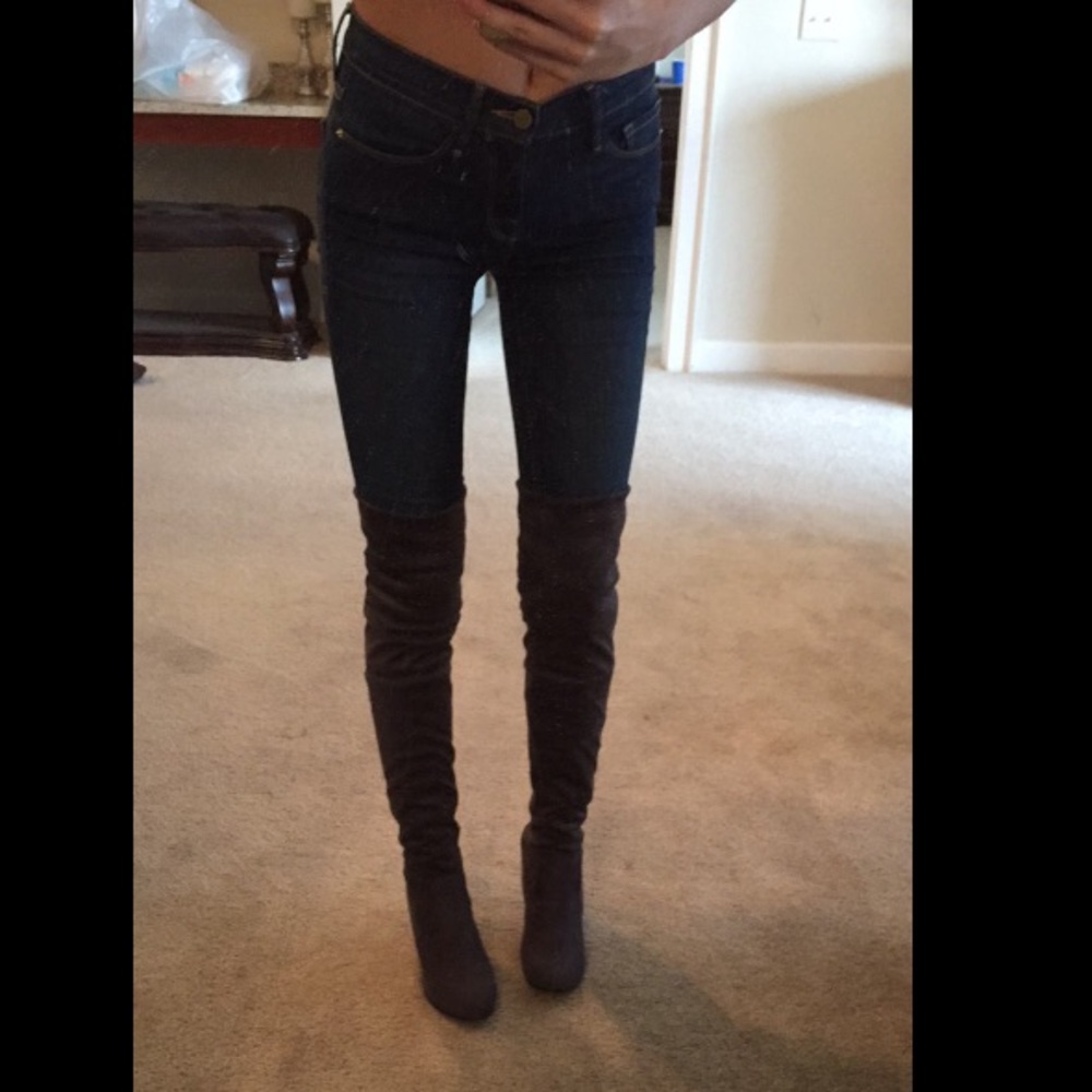 Over the knee suede boots