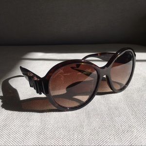 Authentic Chanel Leather Bow Sunglasses