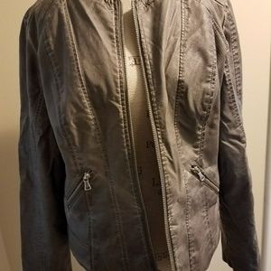 Euc grey faux snakeskin leather jacket
