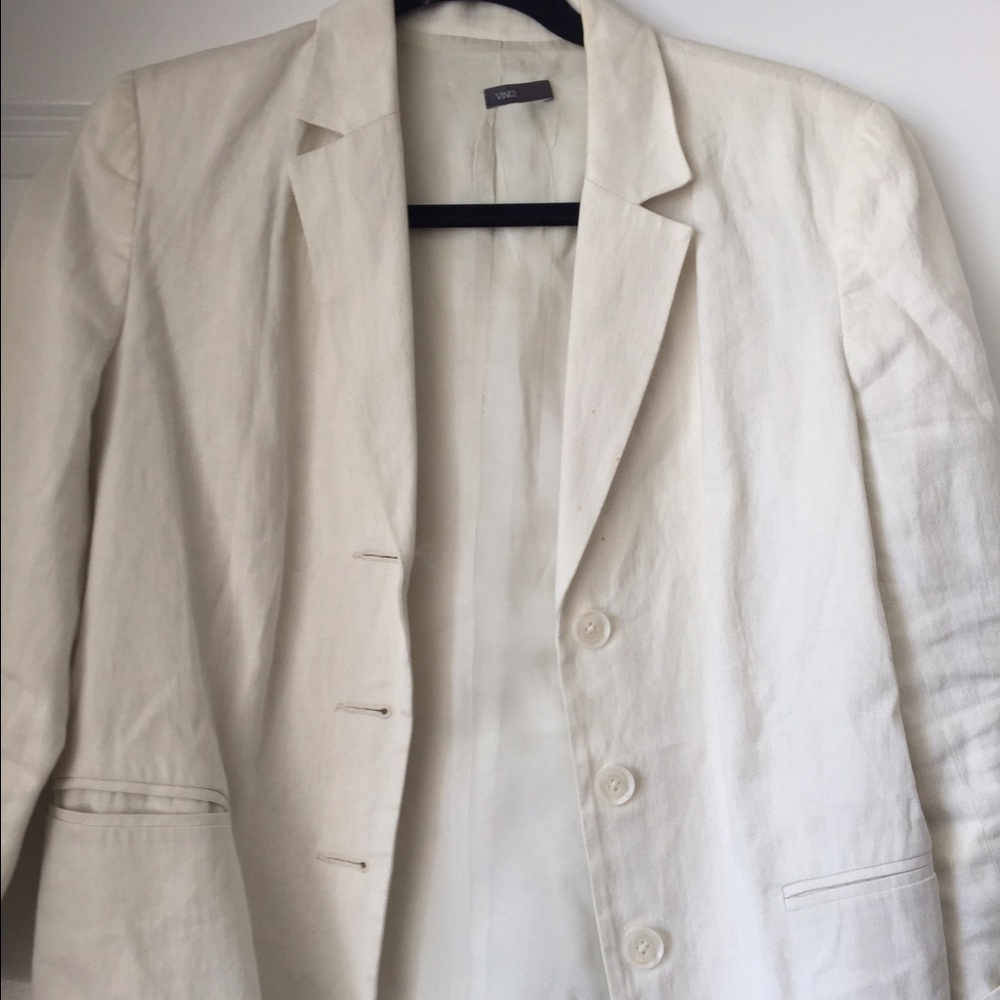 VINCE white linen blazer