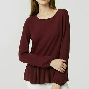 Loft Mixed Media Peplum Sweater