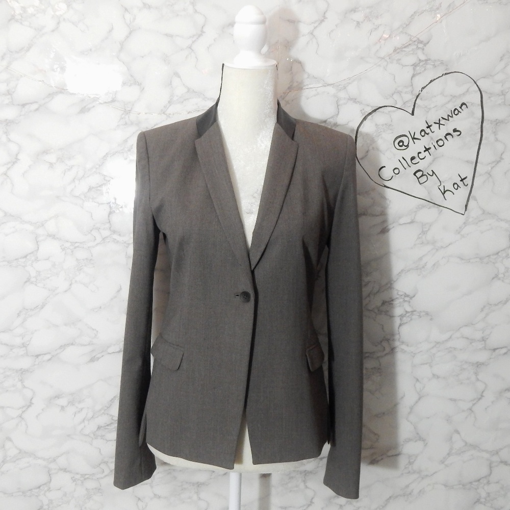 Classic Elie Tahari Leather Detail Blazer
