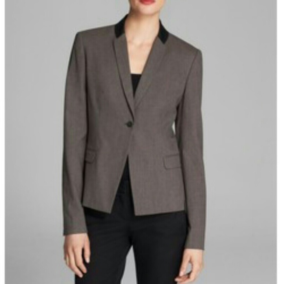 Classic Elie Tahari Leather Detail Blazer - Picture 4 of 5
