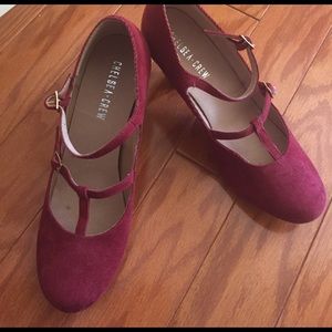 Corduroy T-strap heels by Chelsea Crew