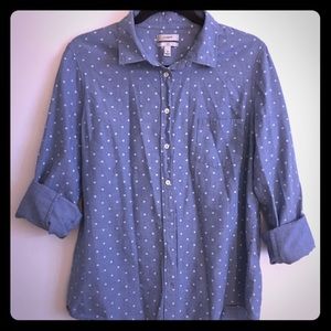 Polkadot chambray/soft denim classic shirt