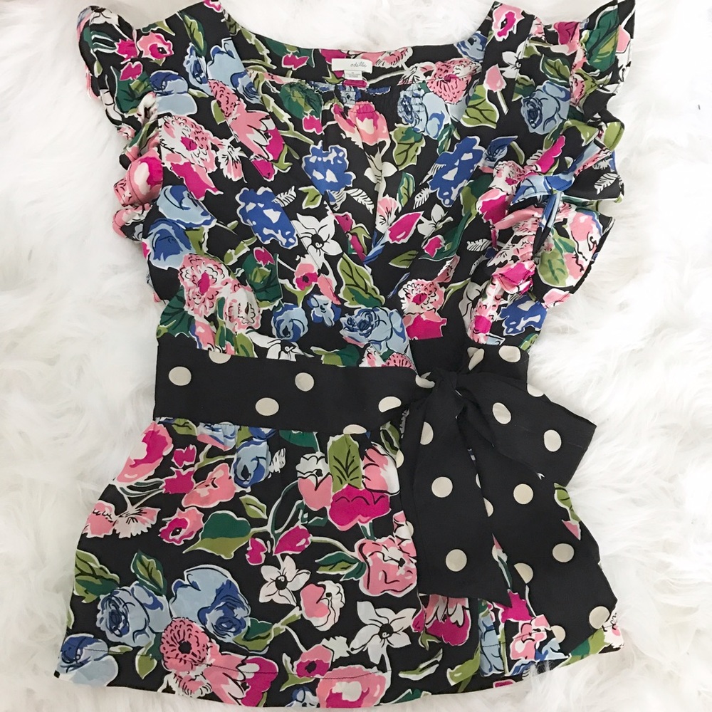 Anthropologie Odille Field of Fancy Floral Top