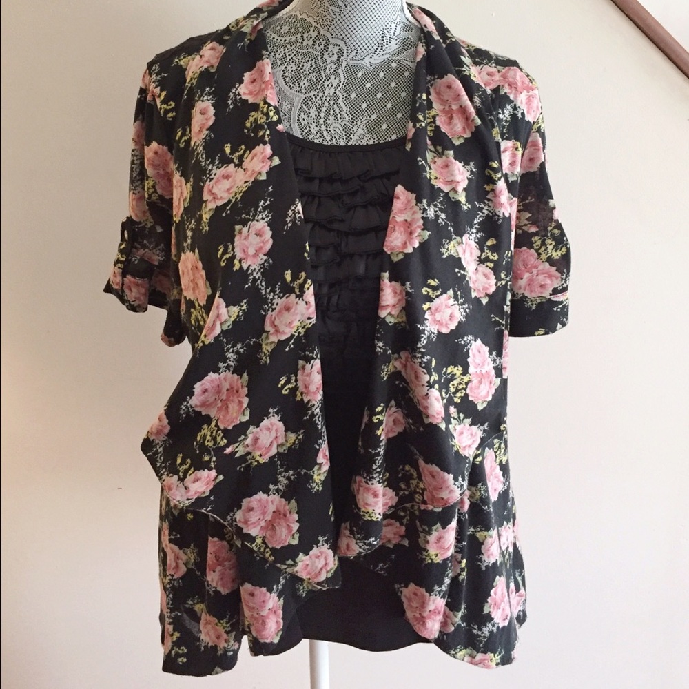☀️Forever 21+ Floral and Lace Jacket/Cardi Size 2X - Picture 3 of 3
