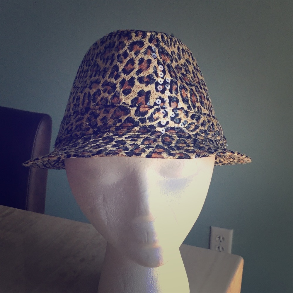 Super Cute Leopard Print  Fedora Hat with Sequins