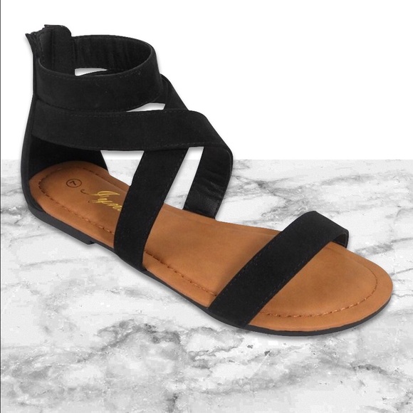 LAST ❣️Black Strappy Wrap Sandal with Zipper Back - Picture 2 of 4