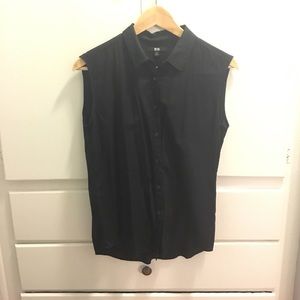 Black no sleeve button down