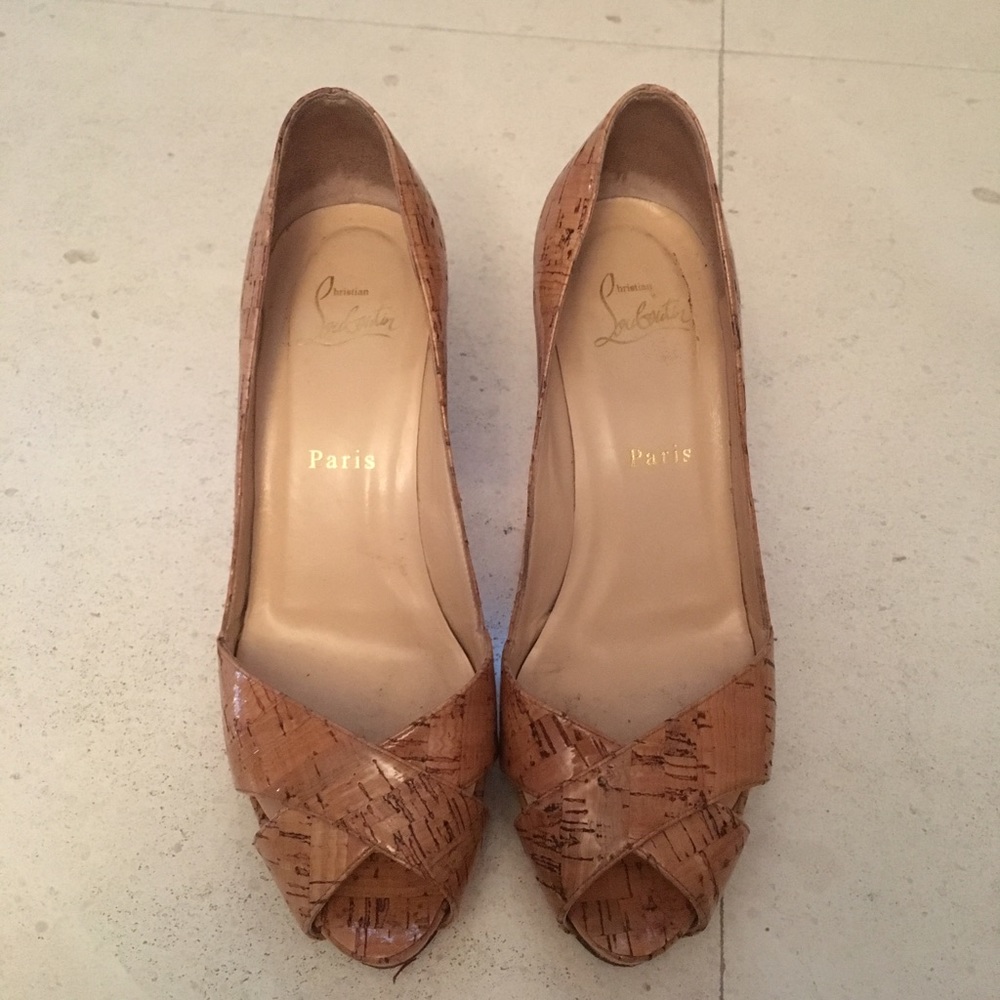 Christian Louboutin Cork Peep toe Heels