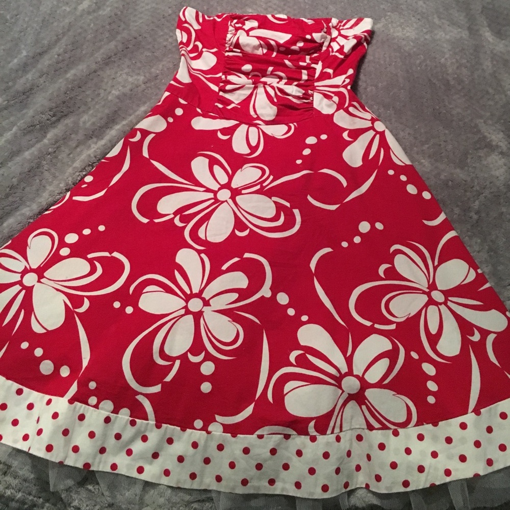 Ruby Rox red floral print full skirted dress