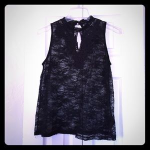 SALE!! 5/$20 - Black Lace Keyhole blouse