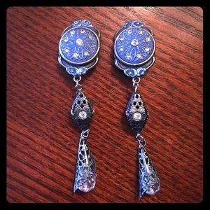 Beautiful slate blue clip on vintage earrings